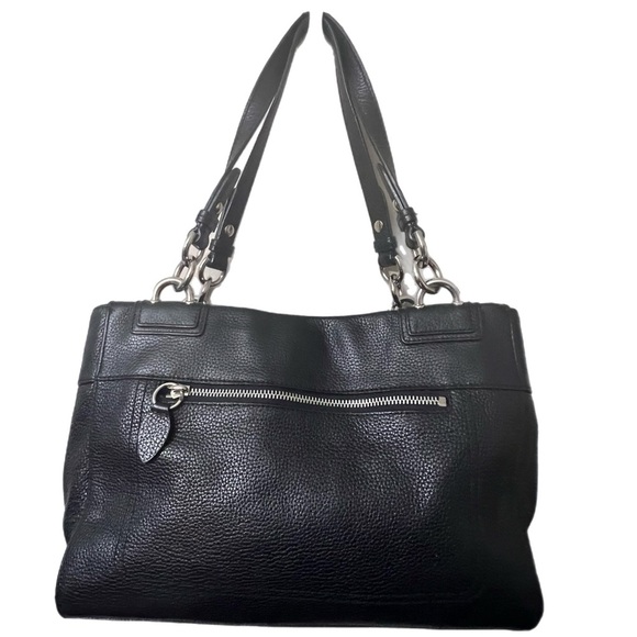 Coach  Penelope Black Pebbled Leather Carryall Shoulder Bag Satchel - Picture 3 of 9